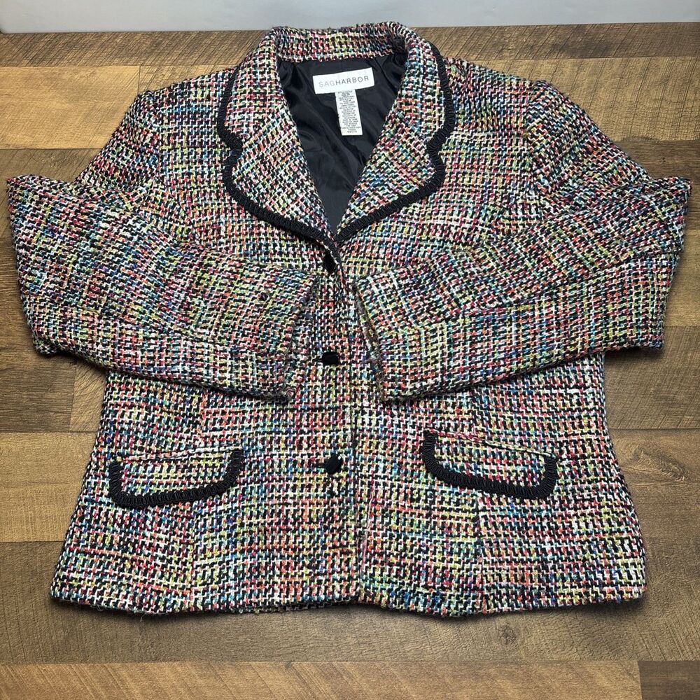 Sag Harbor Multicolor Tweed Blazer Size 18